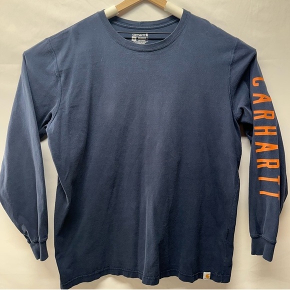 Carhartt Other - Carhartt Men's Blue Long Sleeve Tee with Orange Logo